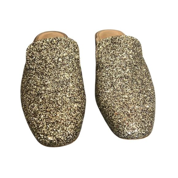 Madewell Shoes 7 1/2 The Willa Loafer Mule Gold Metallic Glitter 7.5 $128 - Picture 3 of 6